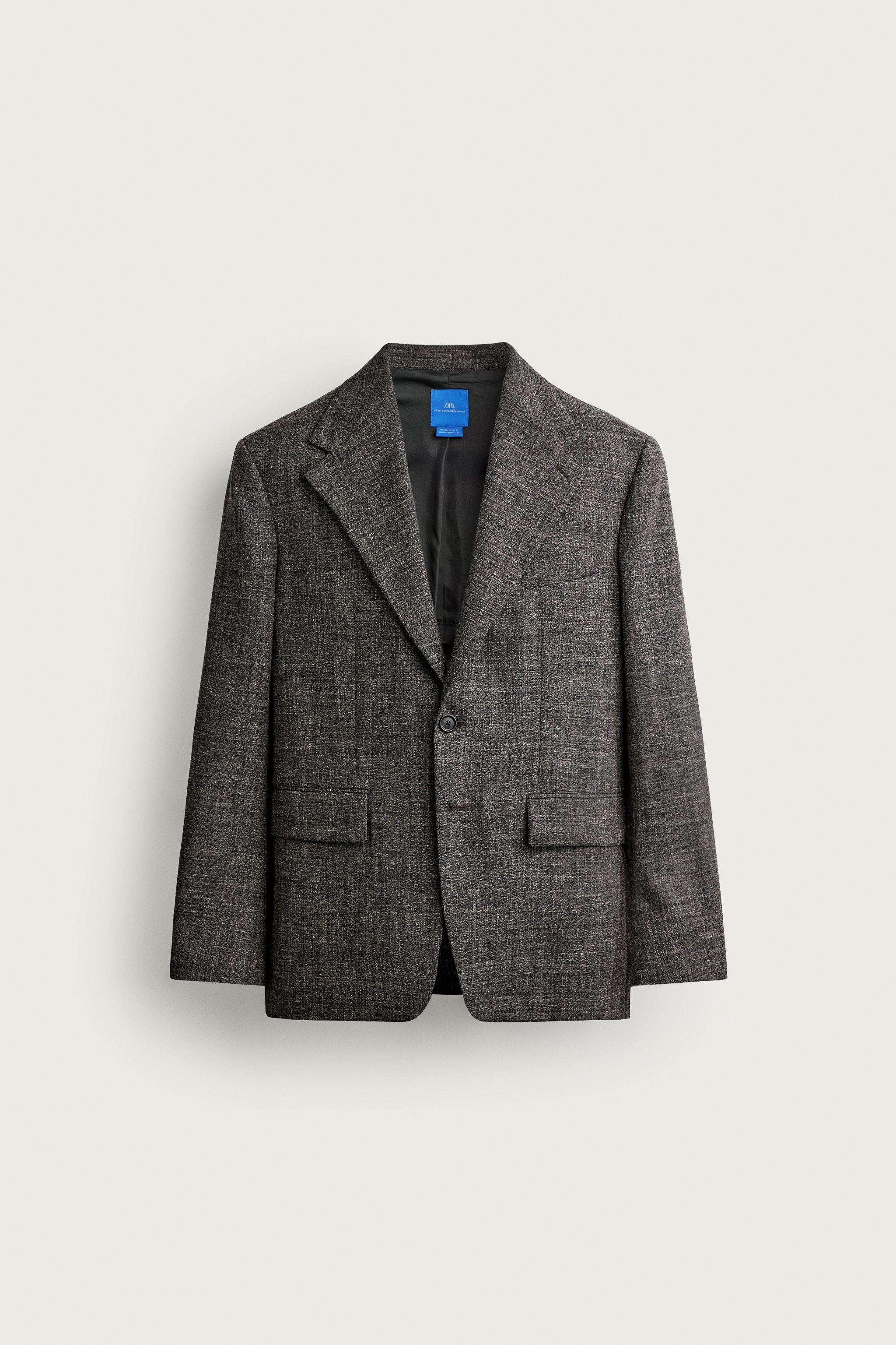 AARON LEVINE X ZARA WOOL-LINEN SUIT BLAZER
